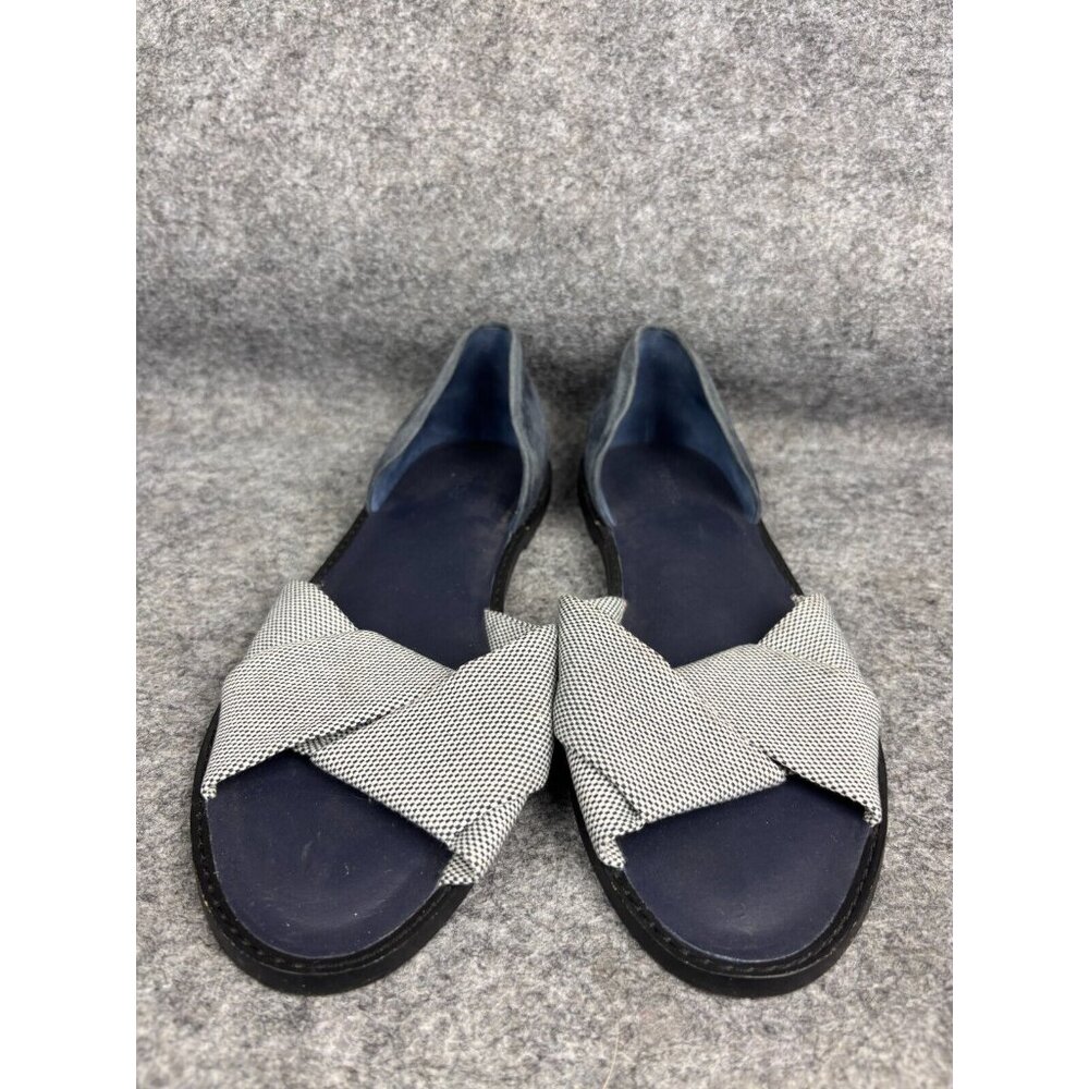 Vince Idara Cotton & Suede D'orsay Flats Women's 9.5 Blue Slip On‎